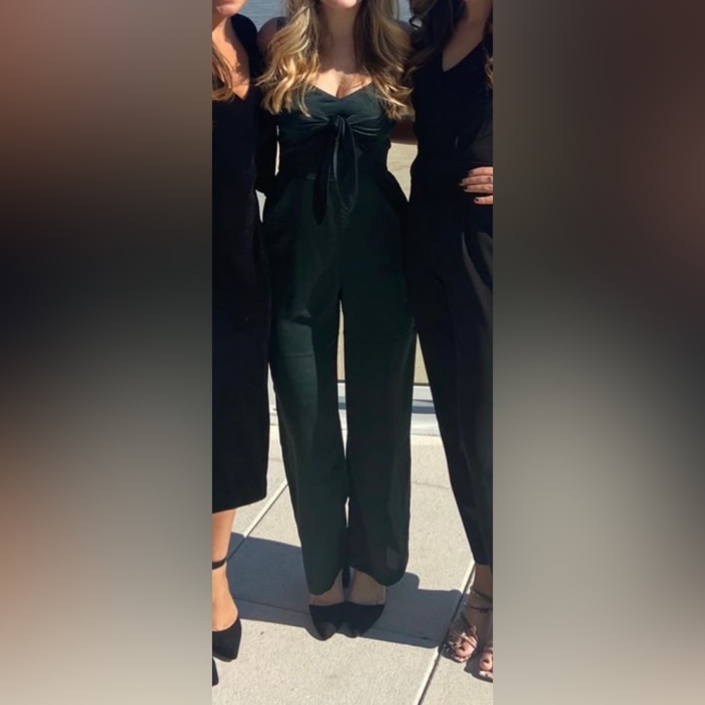 WORN ONCE emerald Satin A&F Jumpsuit